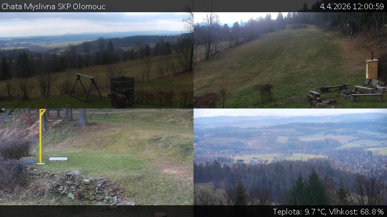 Chata Myslivna SKP Olomouc - Sdružený snímek okolí chaty Myslivna - 4.4.2026 v 12:00