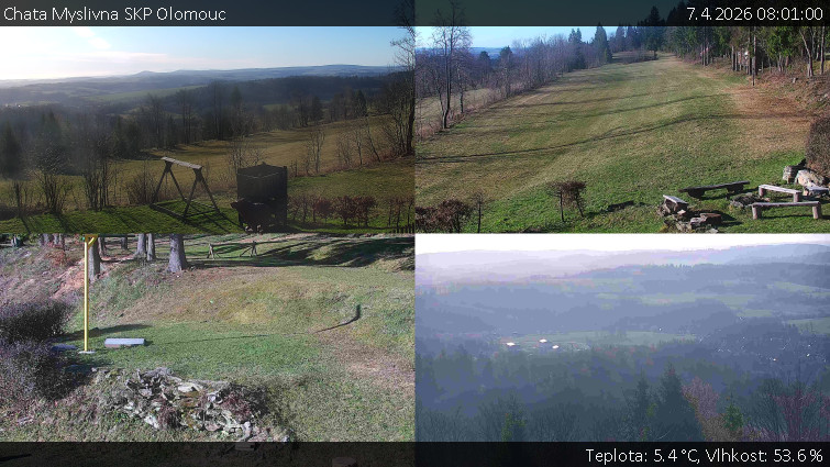 Chata Myslivna SKP Olomouc - Sdružený snímek okolí chaty Myslivna - 7.4.2026 v 08:01