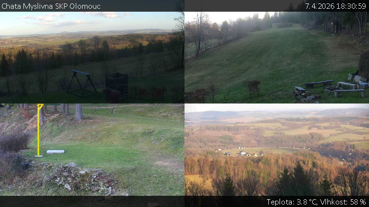 Chata Myslivna SKP Olomouc - Sdružený snímek okolí chaty Myslivna - 7.4.2026 v 18:30