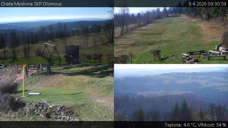 Chata Myslivna SKP Olomouc - Sdružený snímek okolí chaty Myslivna - 9.4.2026 v 09:30