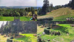 Kompositfoto der Umgebung der Myslivna-Hütte