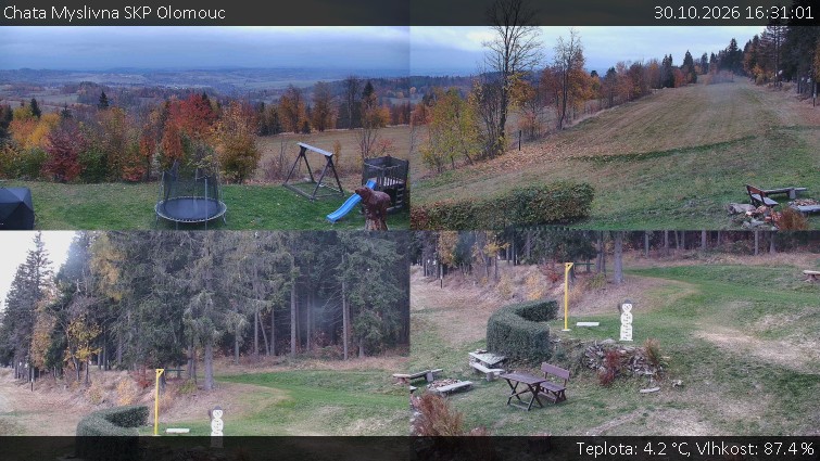 Myslivecká chata SKP Olomouc - Kompositfoto der Umgebung der Myslivna-Hütte - 30.10.2026 v 16:31
