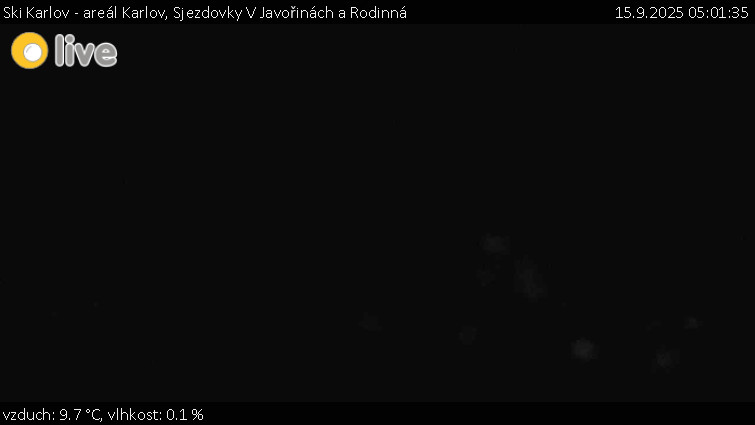 Ski Karlov - areál Karlov - Sjezdovky V Javořinách a Rodinná - 15.9.2025 v 05:01 Ski Karlov - areál Karlov - Sjezdovky V Javořinách a Rodinná - 15.9.2025 v 05:01