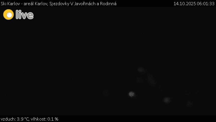 Ski Karlov - areál Karlov - Sjezdovky V Javořinách a Rodinná - 14.10.2025 v 06:01 Ski Karlov - areál Karlov - Sjezdovky V Javořinách a Rodinná - 14.10.2025 v 06:01