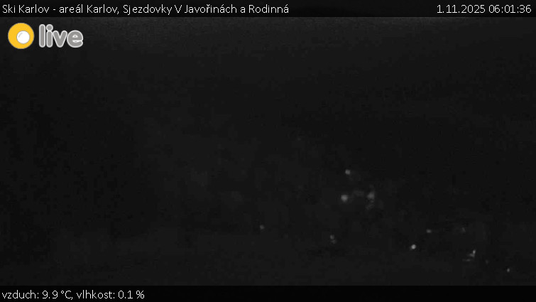 Ski Karlov - areál Karlov - Sjezdovky V Javořinách a Rodinná - 1.11.2025 v 06:01 Ski Karlov - areál Karlov - Sjezdovky V Javořinách a Rodinná - 1.11.2025 v 06:01