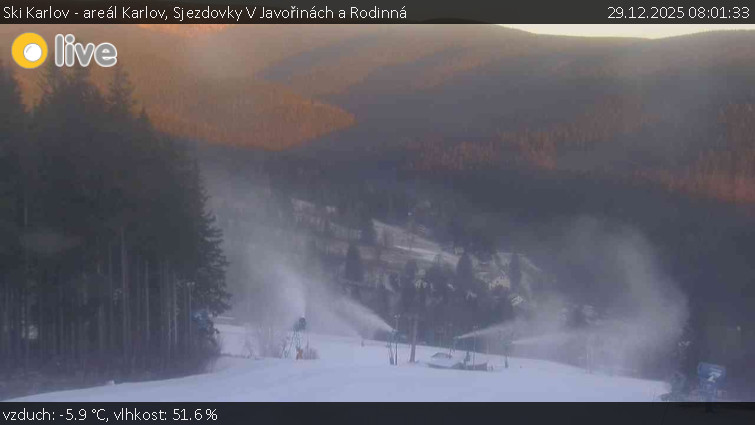 Ski Karlov - areál Karlov - Sjezdovky V Javořinách a Rodinná - 29.12.2025 v 08:01