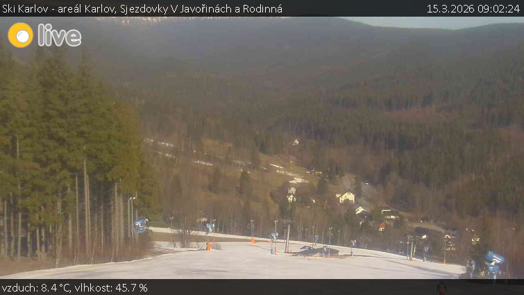 Ski Karlov - areál Karlov - Sjezdovky V Javořinách a Rodinná - 15.3.2026 v 09:02