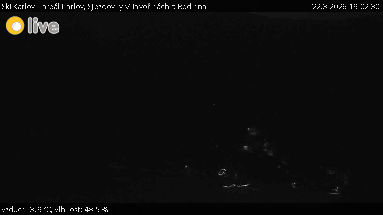 Ski Karlov - areál Karlov - Sjezdovky V Javořinách a Rodinná - 22.3.2026 v 19:02