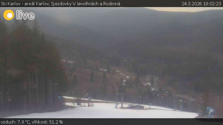 Ski Karlov - areál Karlov - Sjezdovky V Javořinách a Rodinná - 24.3.2026 v 18:02