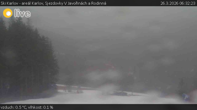 Ski Karlov - areál Karlov - Sjezdovky V Javořinách a Rodinná - 26.3.2026 v 06:32