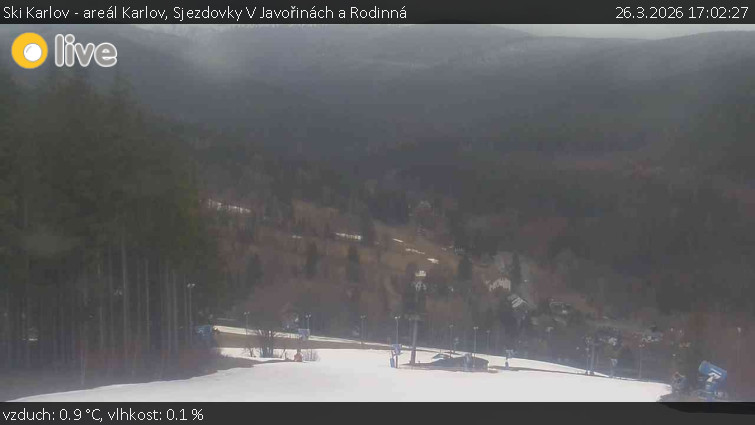 Ski Karlov - areál Karlov - Sjezdovky V Javořinách a Rodinná - 26.3.2026 v 17:02
