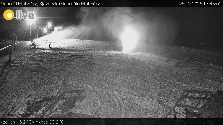 Skiareál Hlubočky - Sjezdovka skiareálu Hlubočky - 25.12.2025 v 17:45