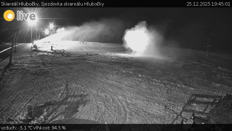 Skiareál Hlubočky - Sjezdovka skiareálu Hlubočky - 25.12.2025 v 19:45