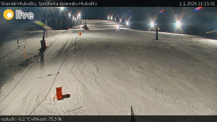 Skiareál Hlubočky - Sjezdovka skiareálu Hlubočky - 1.1.2026 v 21:15