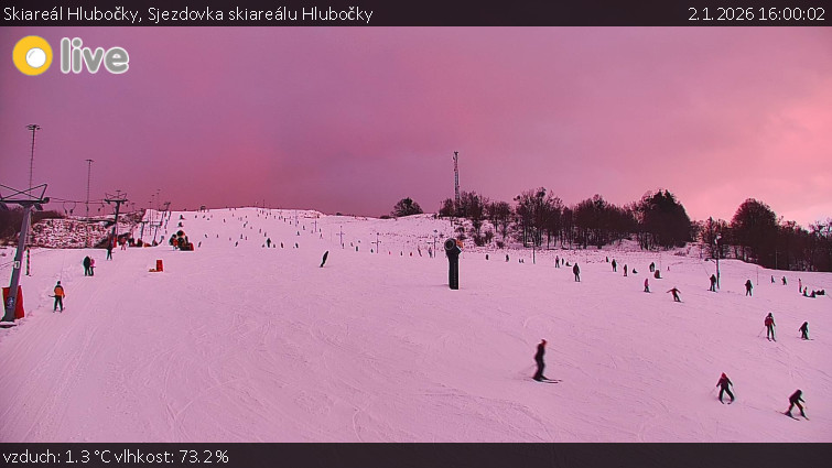 Skiareál Hlubočky - Sjezdovka skiareálu Hlubočky - 2.1.2026 v 16:00