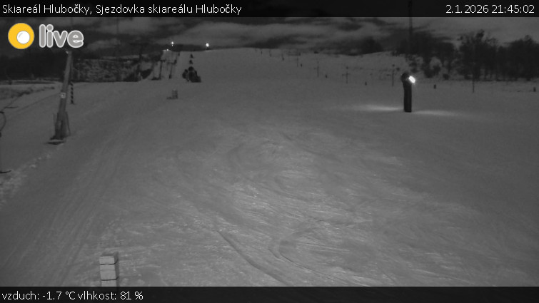 Skiareál Hlubočky - Sjezdovka skiareálu Hlubočky - 2.1.2026 v 21:45