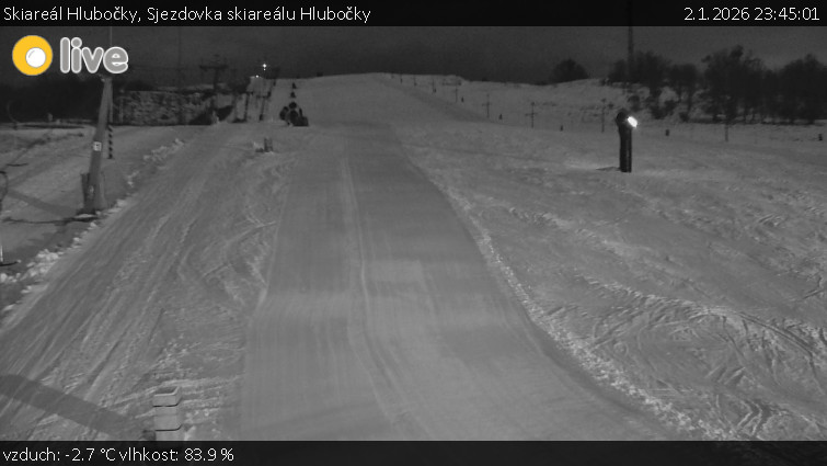 Skiareál Hlubočky - Sjezdovka skiareálu Hlubočky - 2.1.2026 v 23:45