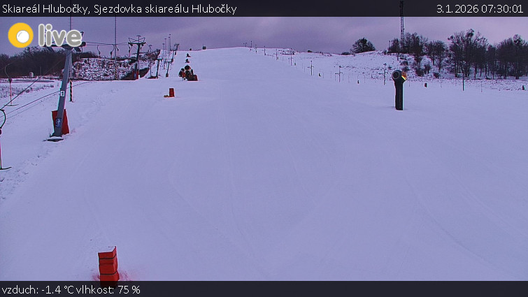 Skiareál Hlubočky - Sjezdovka skiareálu Hlubočky - 3.1.2026 v 07:30