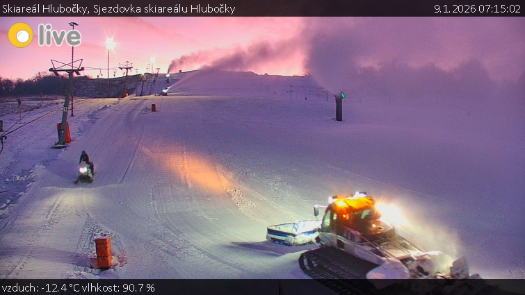 Skiareál Hlubočky - Sjezdovka skiareálu Hlubočky - 9.1.2026 v 07:15