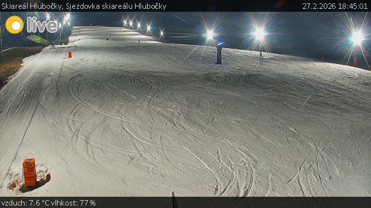 Skiareál Hlubočky - Sjezdovka skiareálu Hlubočky - 27.2.2026 v 18:45