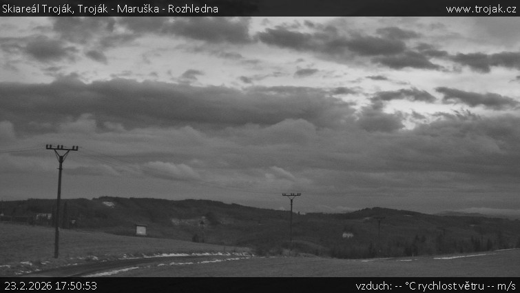 Skiareál Troják - Troják - Maruška - Rozhledna - 23.2.2026 v 17:50