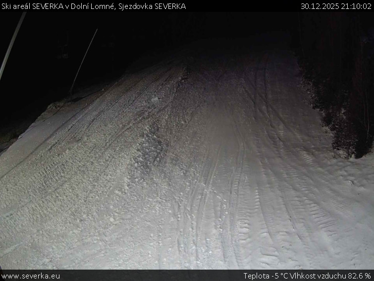 Ski areál SEVERKA v Dolní Lomné - Sjezdovka SEVERKA - 30.12.2025 v 21:10