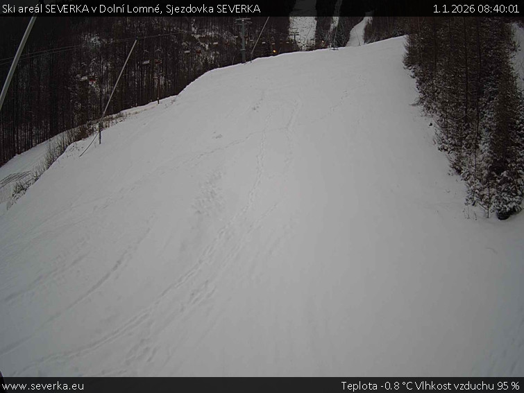 Ski areál SEVERKA v Dolní Lomné - Sjezdovka SEVERKA - 1.1.2026 v 08:40