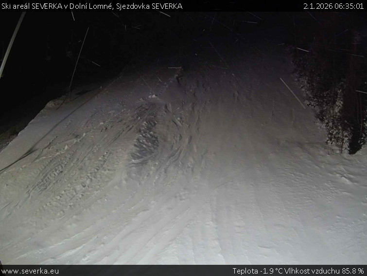 Ski areál SEVERKA v Dolní Lomné - Sjezdovka SEVERKA - 2.1.2026 v 06:35