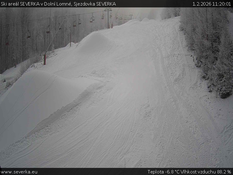 Ski areál SEVERKA v Dolní Lomné - Sjezdovka SEVERKA - 1.2.2026 v 11:20
