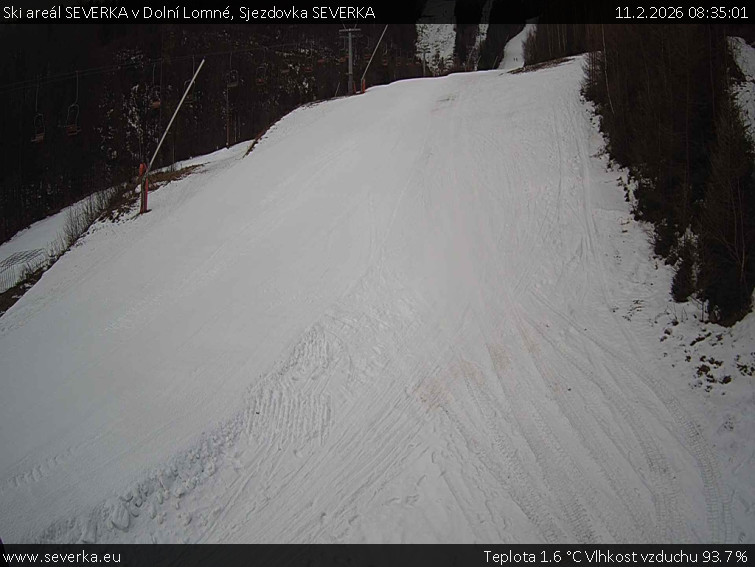 Ski areál SEVERKA v Dolní Lomné - Sjezdovka SEVERKA - 11.2.2026 v 08:35
