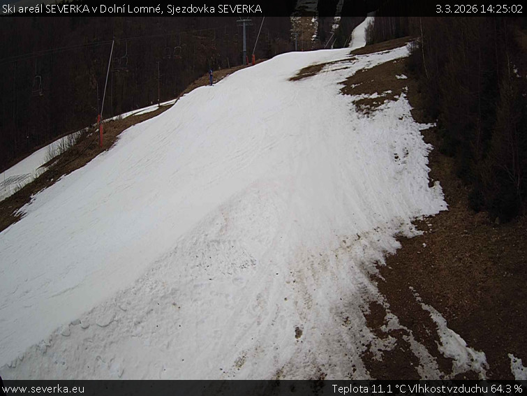 Ski areál SEVERKA v Dolní Lomné - Sjezdovka SEVERKA - 3.3.2026 v 14:25