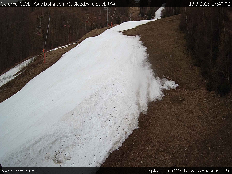Ski areál SEVERKA v Dolní Lomné - Sjezdovka SEVERKA - 13.3.2026 v 17:40