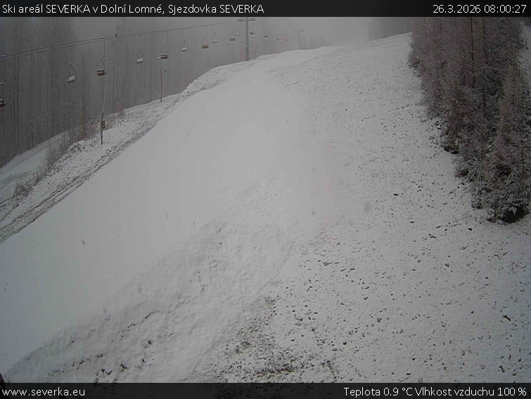 Ski areál SEVERKA v Dolní Lomné - Sjezdovka SEVERKA - 26.3.2026 v 08:00