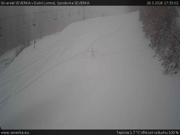 Ski areál SEVERKA v Dolní Lomné - Sjezdovka SEVERKA - 28.3.2026 v 17:55