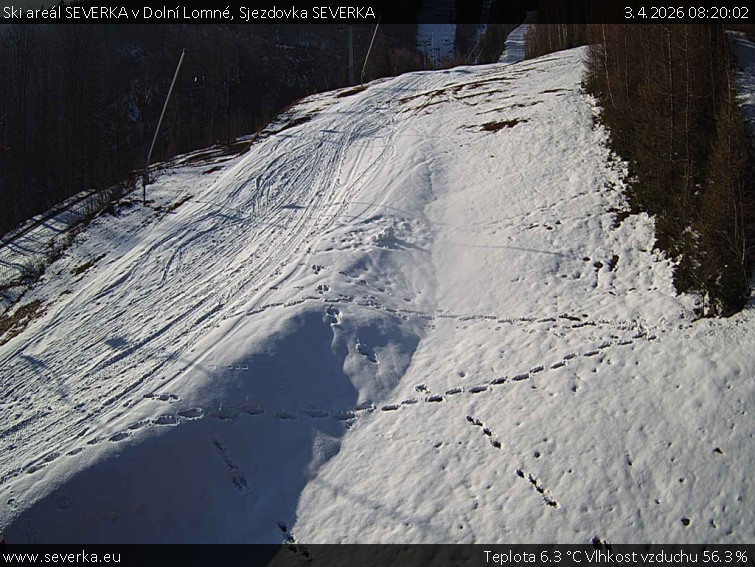 Ski areál SEVERKA v Dolní Lomné - Sjezdovka SEVERKA - 3.4.2026 v 08:20