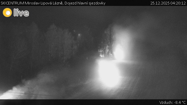 SKICENTRUM Miroslav Lipová Lázně - Dojezd hlavní sjezdovky - 25.12.2025 v 04:20