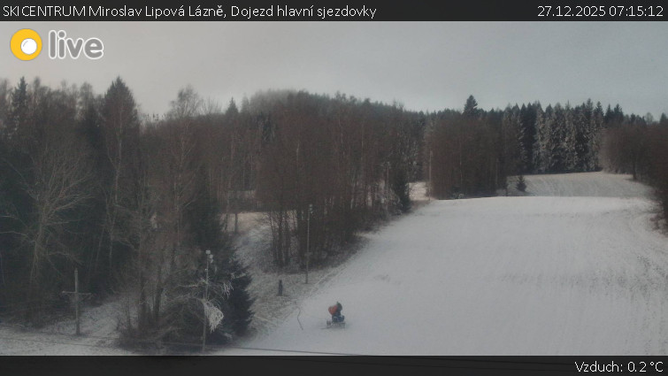 SKICENTRUM Miroslav Lipová Lázně - Dojezd hlavní sjezdovky - 27.12.2025 v 07:15