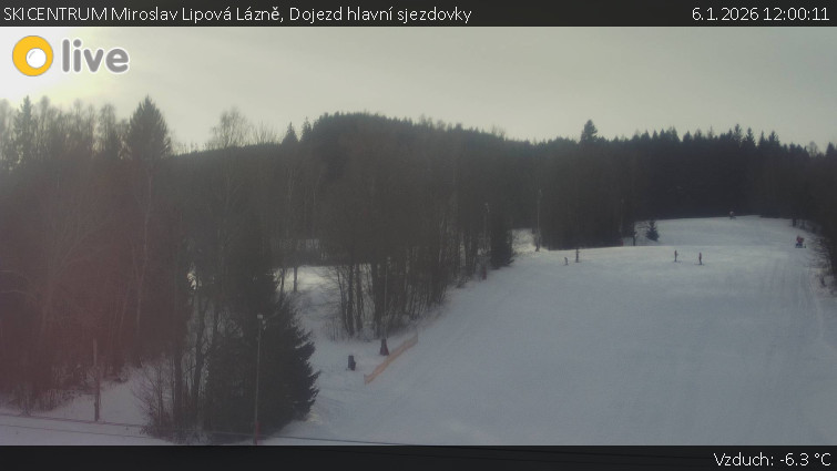 SKICENTRUM Miroslav Lipová Lázně - Dojezd hlavní sjezdovky - 6.1.2026 v 12:00