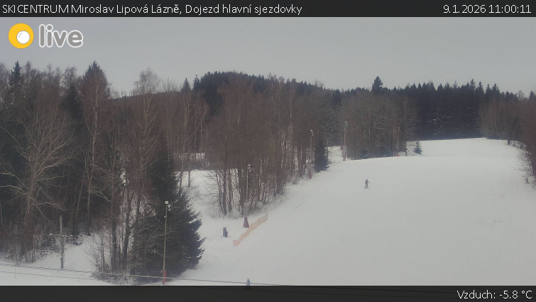 SKICENTRUM Miroslav Lipová Lázně - Dojezd hlavní sjezdovky - 9.1.2026 v 11:00