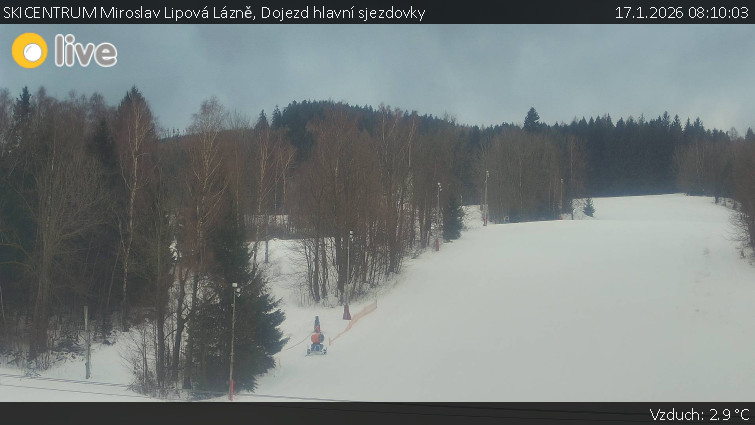 SKICENTRUM Miroslav Lipová Lázně - Dojezd hlavní sjezdovky - 17.1.2026 v 08:10