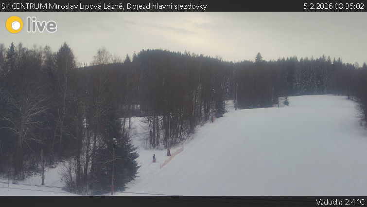 SKICENTRUM Miroslav Lipová Lázně - Dojezd hlavní sjezdovky - 5.2.2026 v 08:35