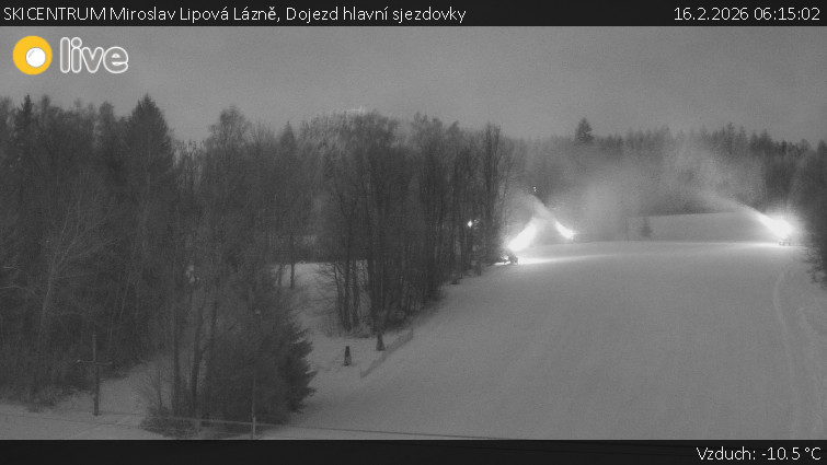 SKICENTRUM Miroslav Lipová Lázně - Dojezd hlavní sjezdovky - 16.2.2026 v 06:15
