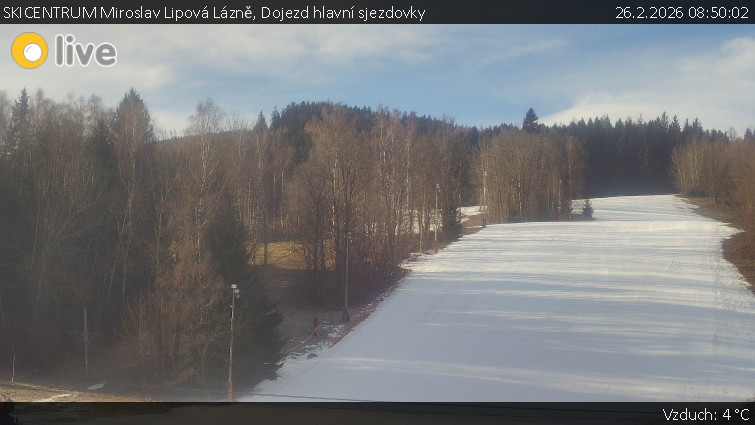 SKICENTRUM Miroslav Lipová Lázně - Dojezd hlavní sjezdovky - 26.2.2026 v 08:50