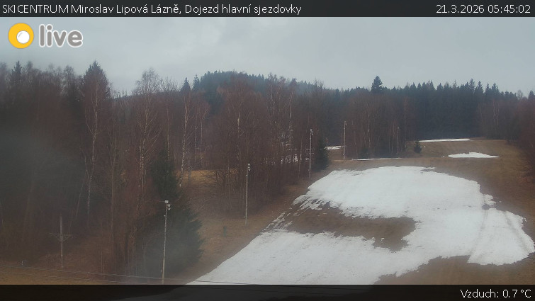 SKICENTRUM Miroslav Lipová Lázně - Dojezd hlavní sjezdovky - 21.3.2026 v 05:45