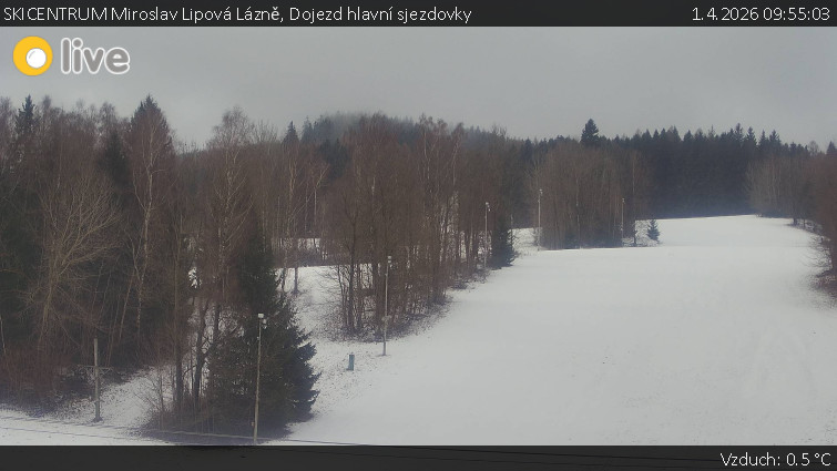 SKICENTRUM Miroslav Lipová Lázně - Dojezd hlavní sjezdovky - 1.4.2026 v 09:55