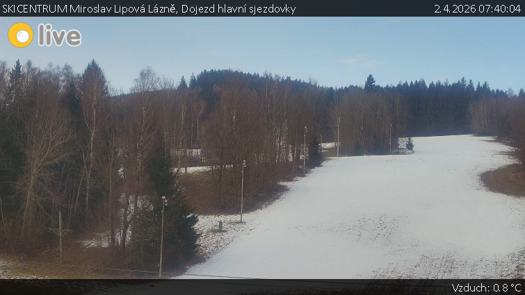 SKICENTRUM Miroslav Lipová Lázně - Dojezd hlavní sjezdovky - 2.4.2026 v 07:40