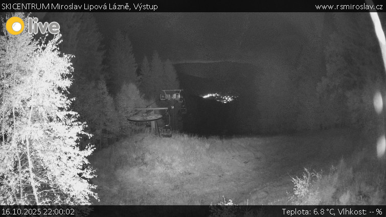 SKICENTRUM Miroslav Lipová Lázně - Výstupní stanice lanové dráhy - 16.10.2025 v 22:00 SKICENTRUM Miroslav Lipová Lázně - Výstupní stanice lanové dráhy - 16.10.2025 v 22:00