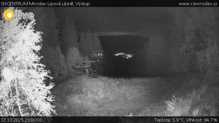 SKICENTRUM Miroslav Lipová Lázně - Výstupní stanice lanové dráhy - 17.10.2025 v 23:00 SKICENTRUM Miroslav Lipová Lázně - Výstupní stanice lanové dráhy - 17.10.2025 v 23:00