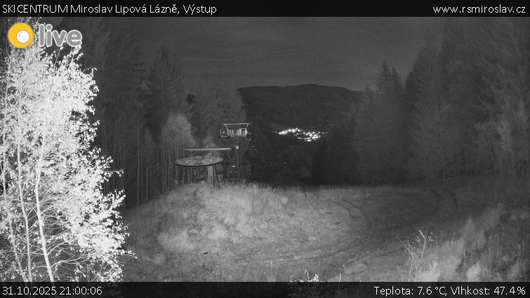 SKICENTRUM Miroslav Lipová Lázně - Výstupní stanice lanové dráhy - 31.10.2025 v 21:00 SKICENTRUM Miroslav Lipová Lázně - Výstupní stanice lanové dráhy - 31.10.2025 v 21:00