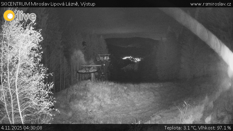 SKICENTRUM Miroslav Lipová Lázně - Výstupní stanice lanové dráhy - 4.11.2025 v 04:30
